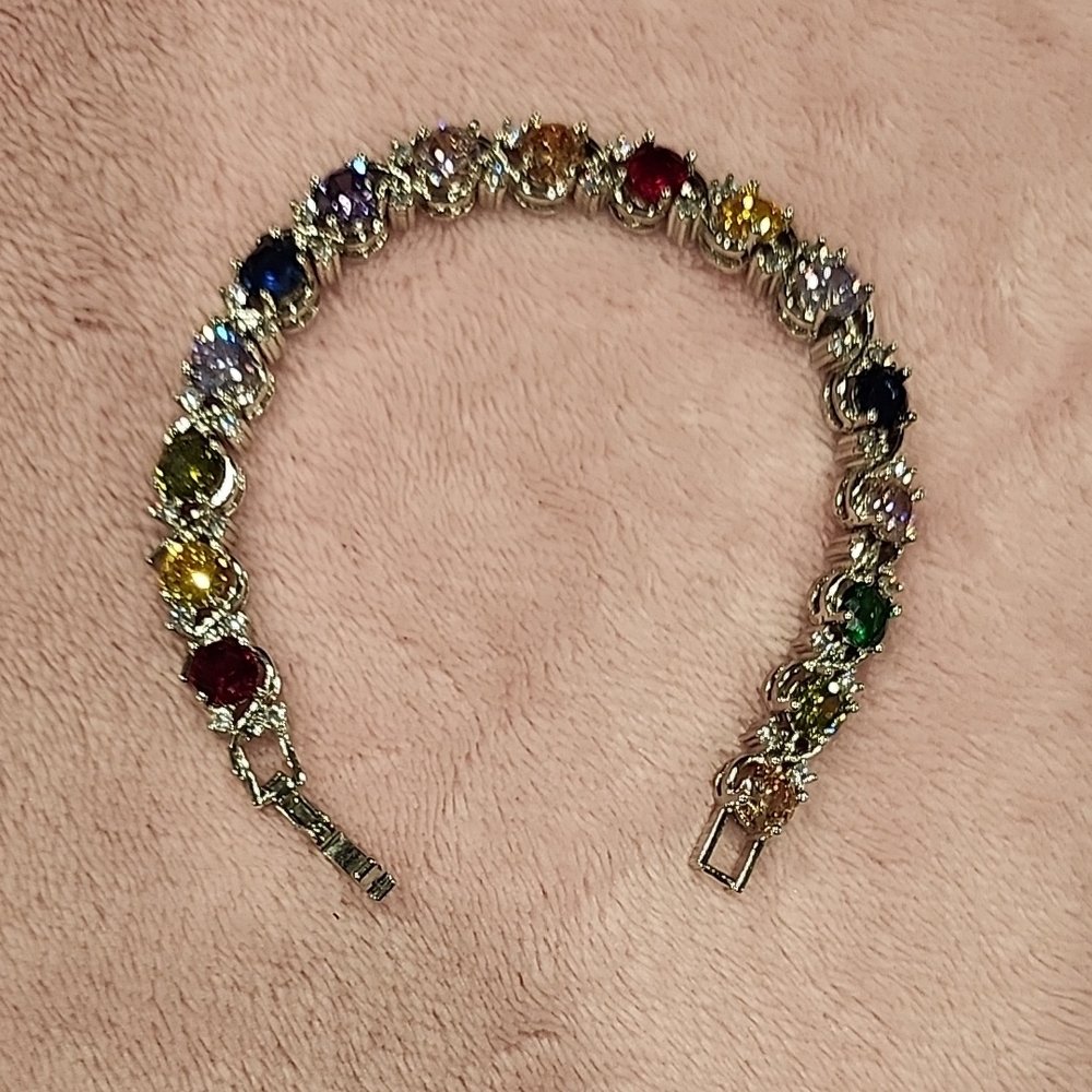 Elegant Multicolor Gemstone Bracelet - Picture 2 of 7